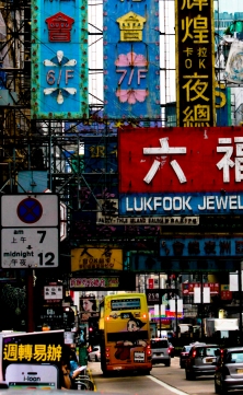 Street signs hanging in Mong Kok